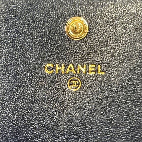 Chanel Sheepskin Chevron Quilted Mademoiselle Flap Wallet Navy (144712) - Picture 8 of 15